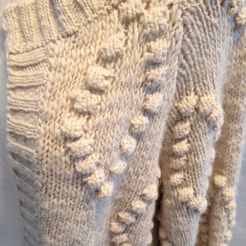 NEW LUCKY BRAND Bobble Diamond Oatmeal Wool Blend Knit Cardigan Sweater - Picture 7 of 9